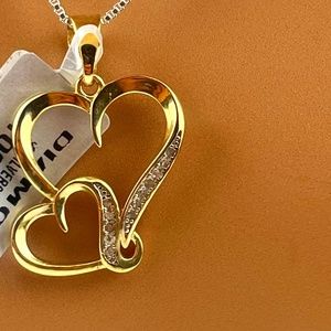 Real Diamond Double Heart Pendant, Best gift sale, Birthday Gift, Gift for her,